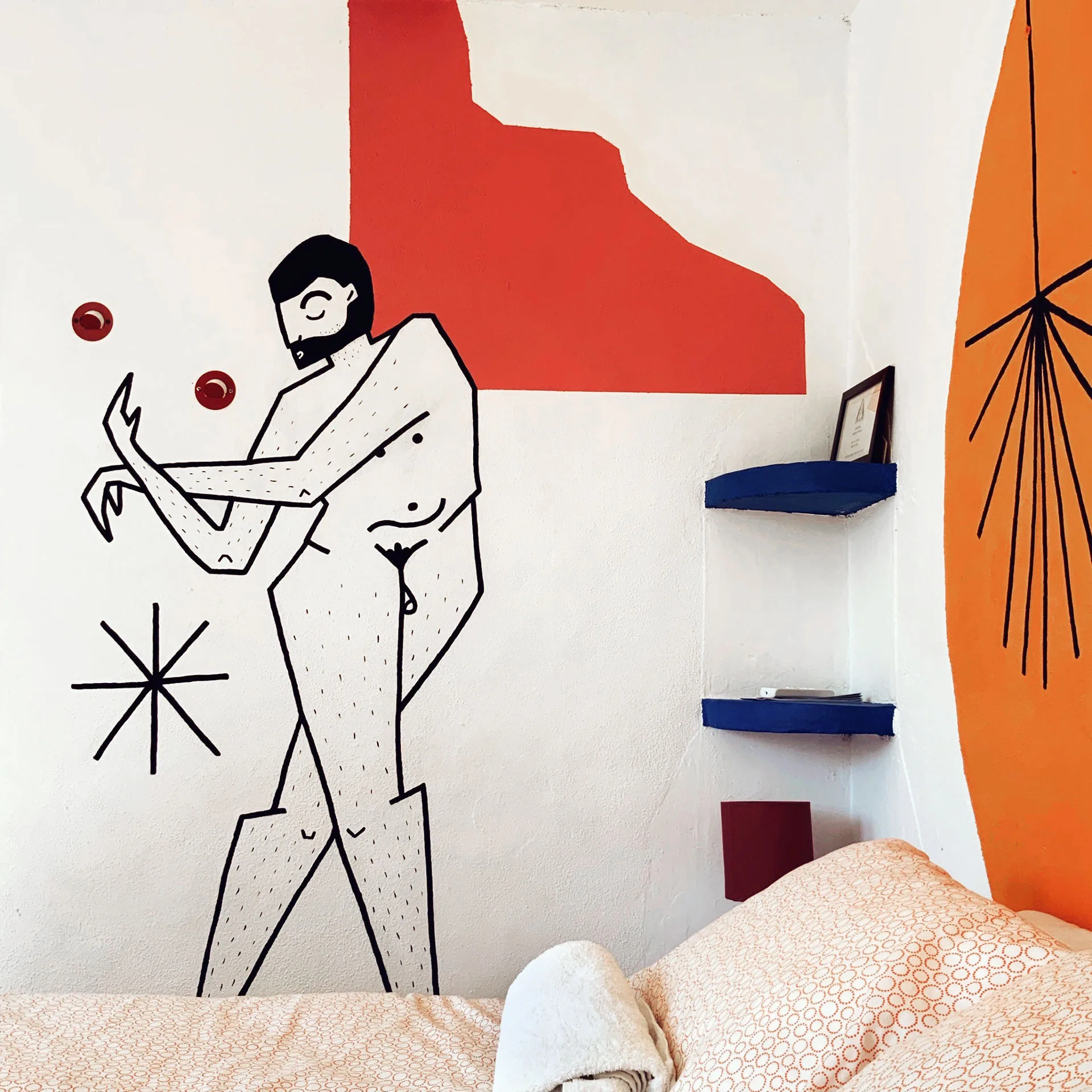 Mural peint dans un hotel par Linda Kocher de Genève