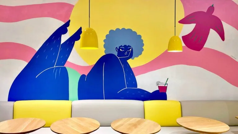 Fresque peinte par Linda Kocher dans le restaurant Sunny Pocket à Genève